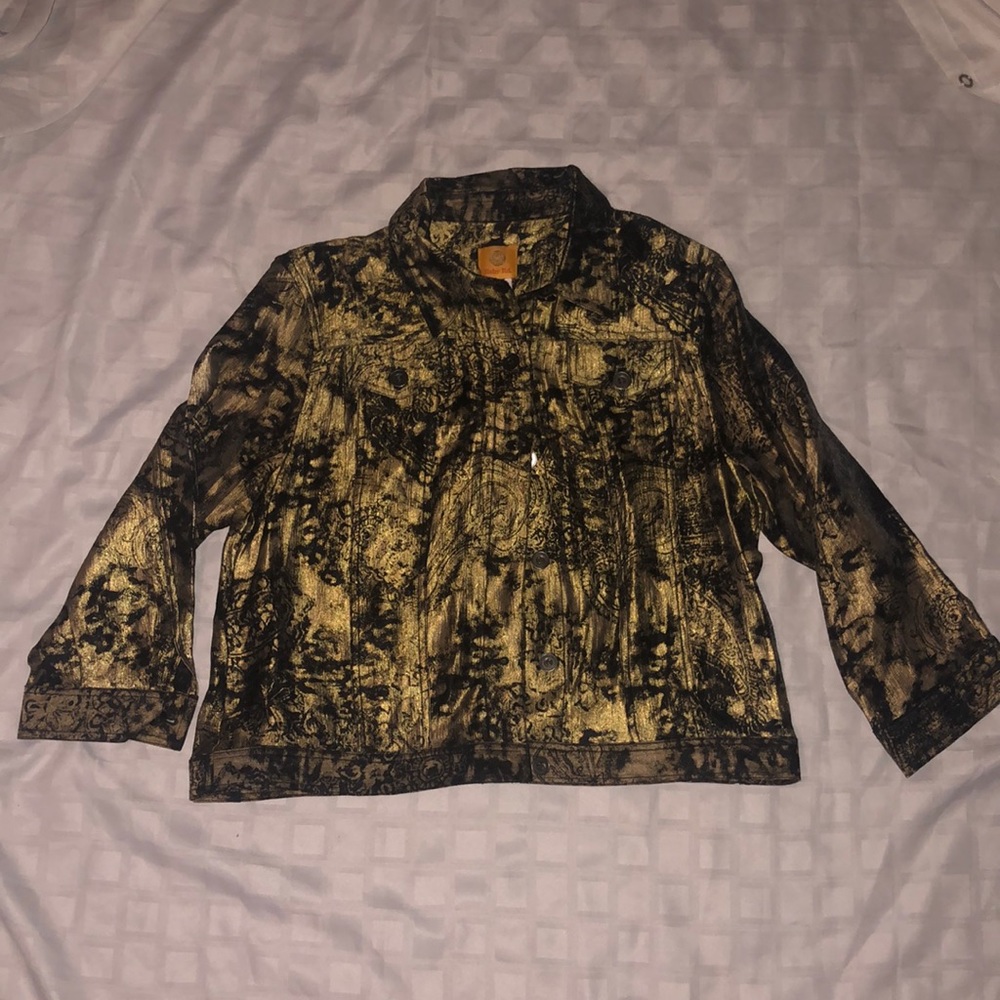 Ruby Rd. Metallic Look Buttoned Shirt Jacket. Size 14